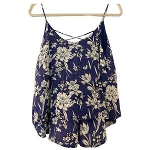 PEACH LOVE California top size medium.  Tiered , spaghetti straps. Blue floral.